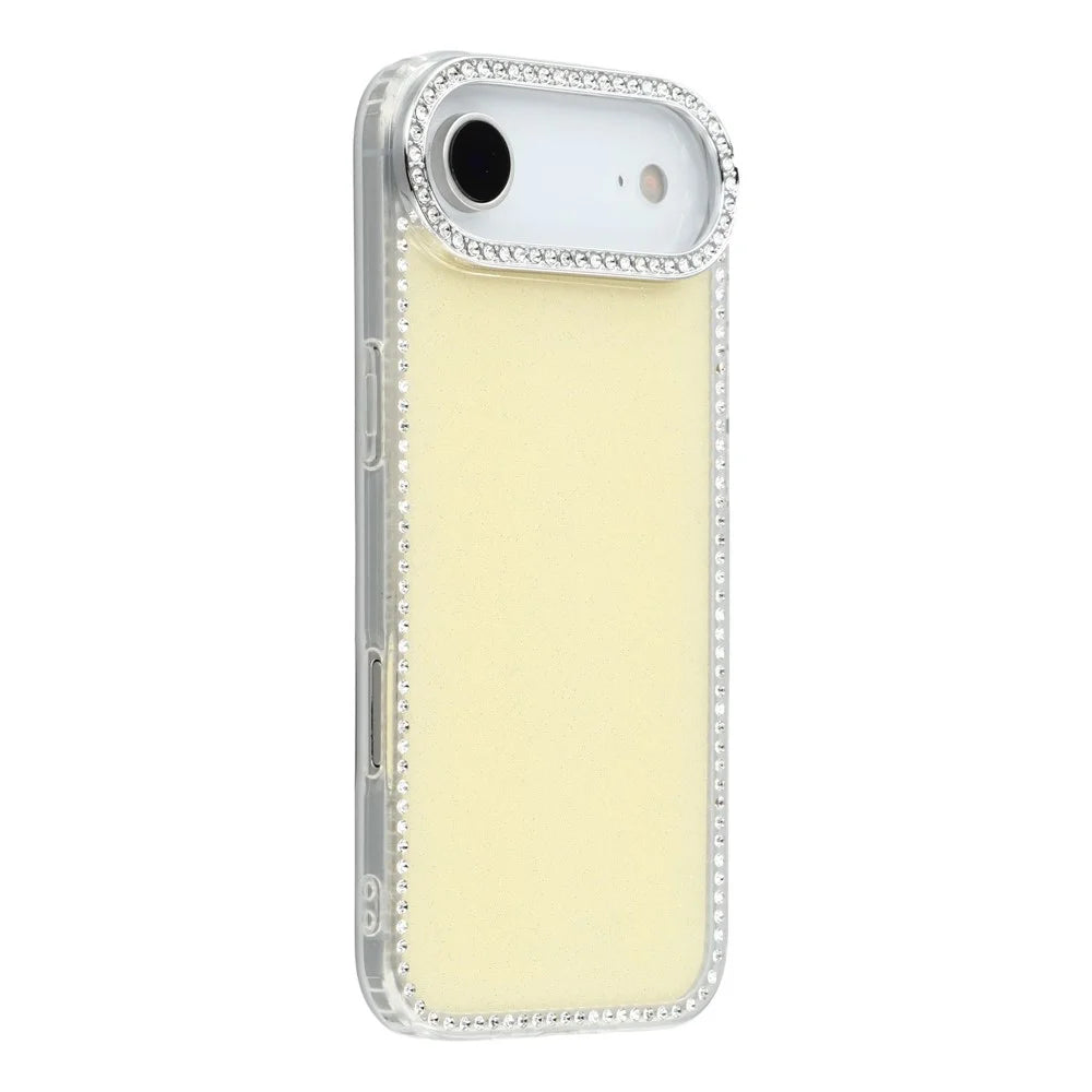 For iPhone Air Case Rhinestone Edge Glitter Back TPU + PC IMD Phone Cover - Glitter Light Yellow - 1
