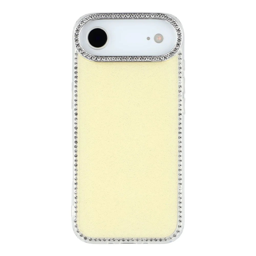 For iPhone Air Case Rhinestone Edge Glitter Back TPU + PC IMD Phone Cover - Glitter Light Yellow - 3