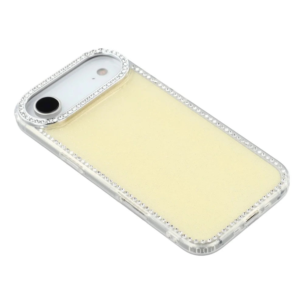 For iPhone Air Case Rhinestone Edge Glitter Back TPU + PC IMD Phone Cover - Glitter Light Yellow - 4