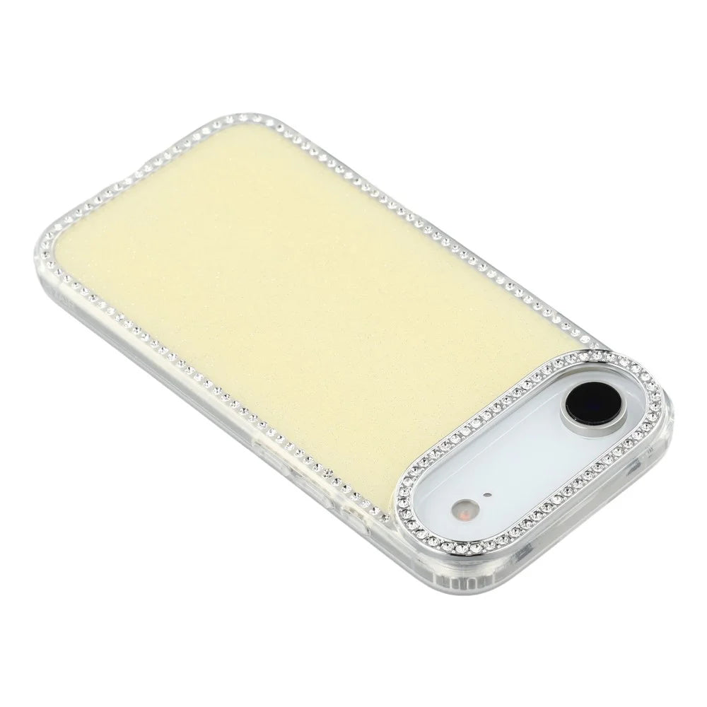 For iPhone Air Case Rhinestone Edge Glitter Back TPU + PC IMD Phone Cover - Glitter Light Yellow - 5