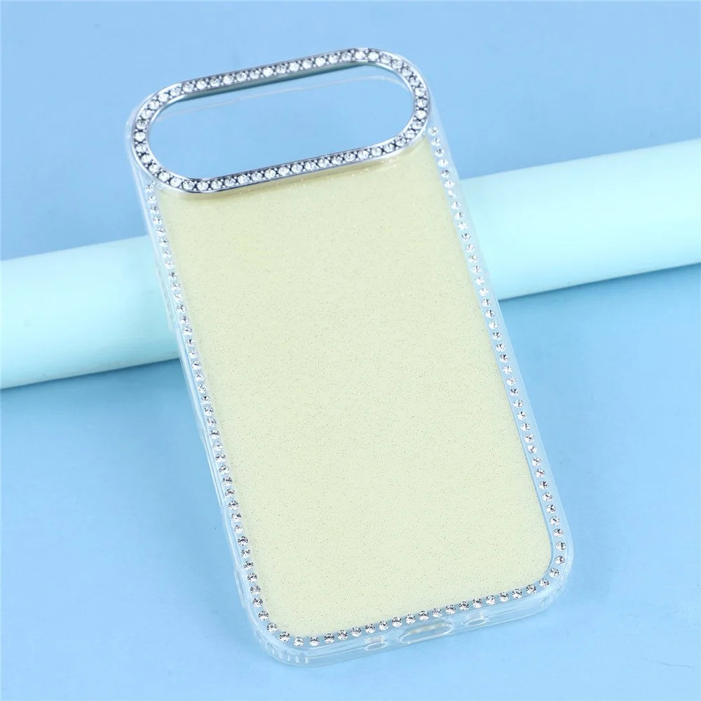 For iPhone Air Case Rhinestone Edge Glitter Back TPU + PC IMD Phone Cover - Glitter Light Yellow - 6