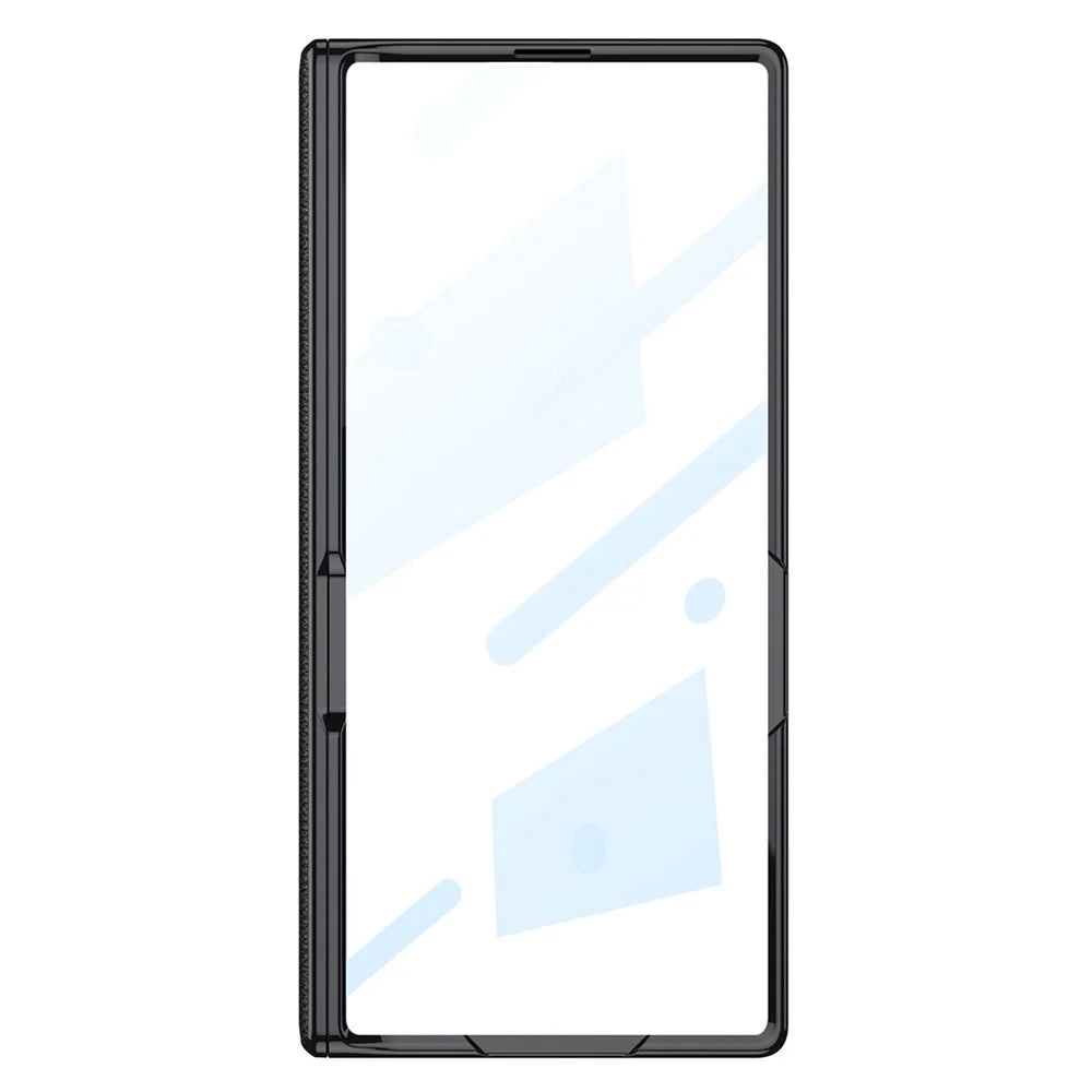 GKK For Samsung Galaxy Z Fold7 5G Case with Kickstand PU PC Tempered Glass Protective Phone Cover - Black - 4