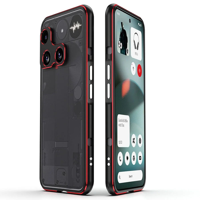 For Nothing Phone (3) 5G Bumper Case Metal Frame Phone Cover with Camera Lens Guard - Black / Red - 1