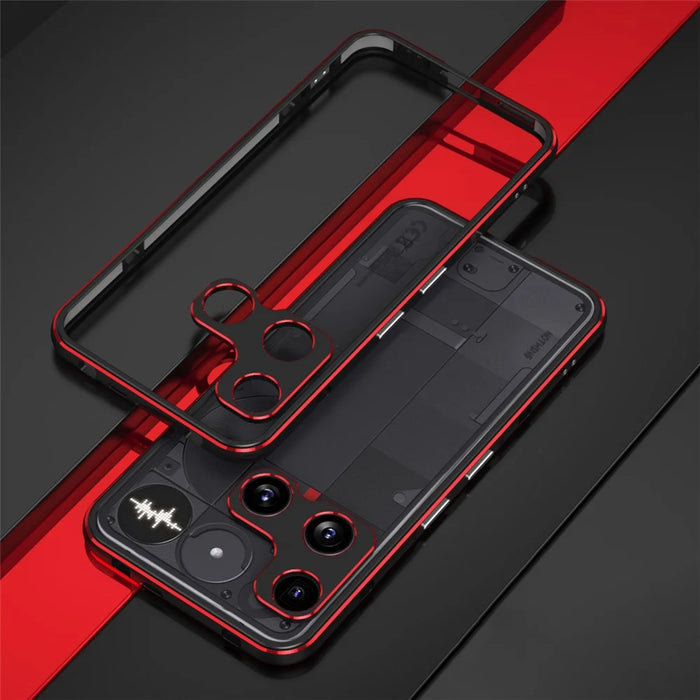 For Nothing Phone (3) 5G Bumper Case Metal Frame Phone Cover with Camera Lens Guard - Black / Red - 2
