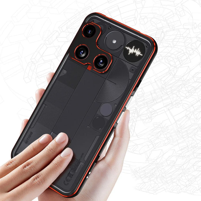 For Nothing Phone (3) 5G Bumper Case Metal Frame Phone Cover with Camera Lens Guard - Black / Red - 4