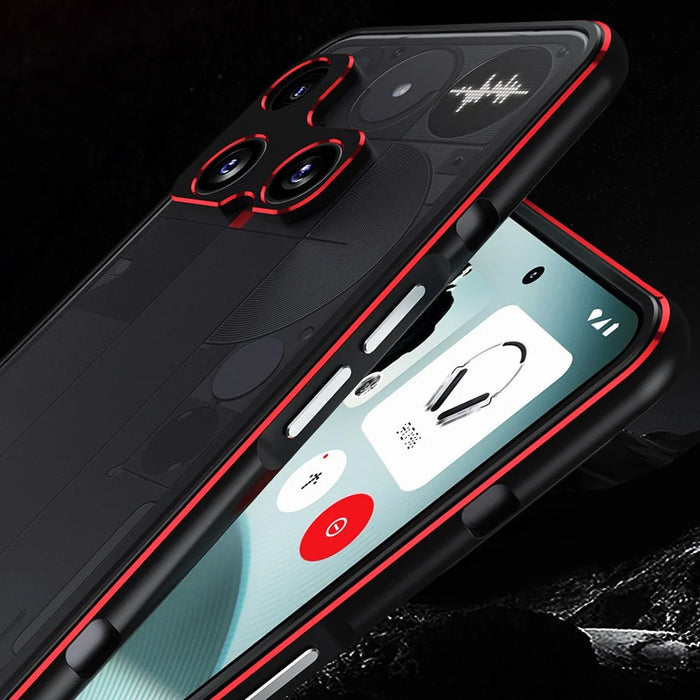 For Nothing Phone (3) 5G Bumper Case Metal Frame Phone Cover with Camera Lens Guard - Black / Red - 5