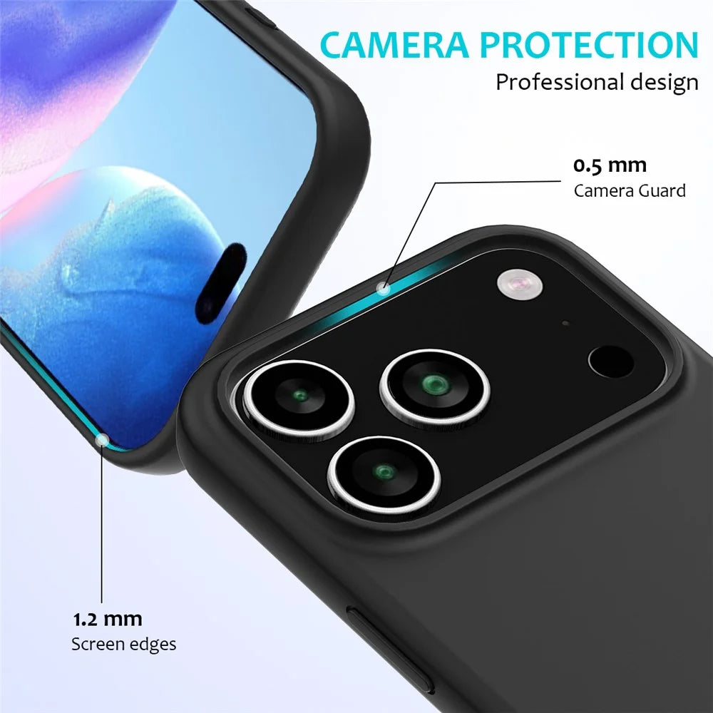 For iPhone 18 Pro / 17 Pro Case Drop Proof Liquid Silicone Soft Lining Back Phone Cover - Black - 2