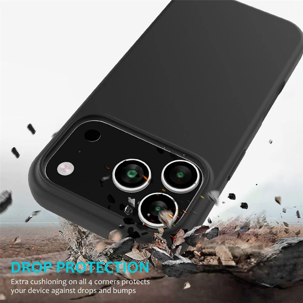 For iPhone 18 Pro / 17 Pro Case Drop Proof Liquid Silicone Soft Lining Back Phone Cover - Black - 3