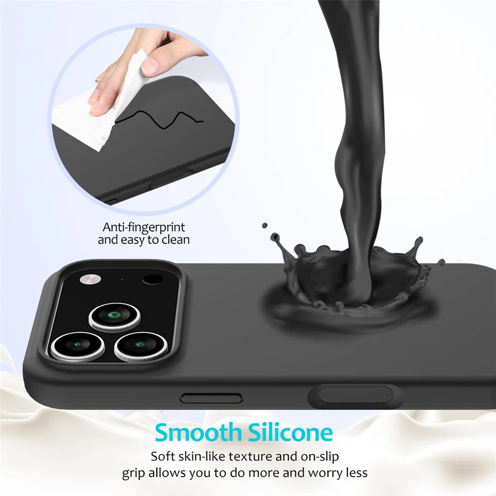 For iPhone 18 Pro / 17 Pro Case Drop Proof Liquid Silicone Soft Lining Back Phone Cover - Black - 4