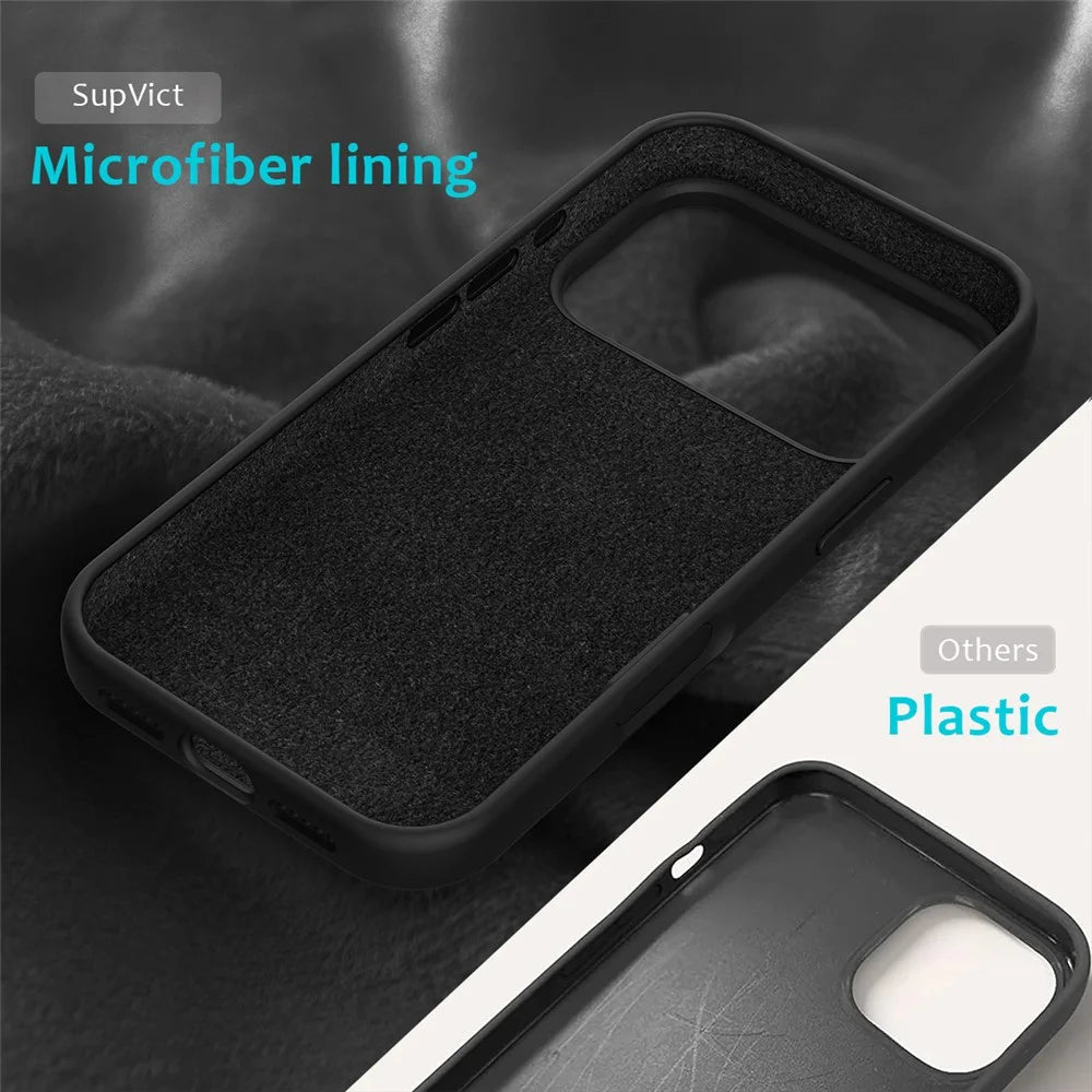 For iPhone 18 Pro / 17 Pro Case Drop Proof Liquid Silicone Soft Lining Back Phone Cover - Black - 6
