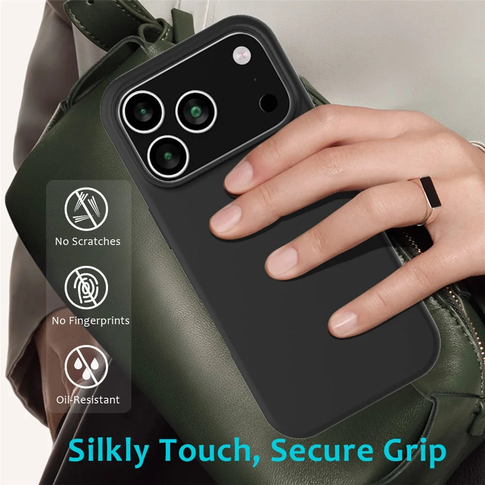 For iPhone 18 Pro / 17 Pro Case Drop Proof Liquid Silicone Soft Lining Back Phone Cover - Black - 7