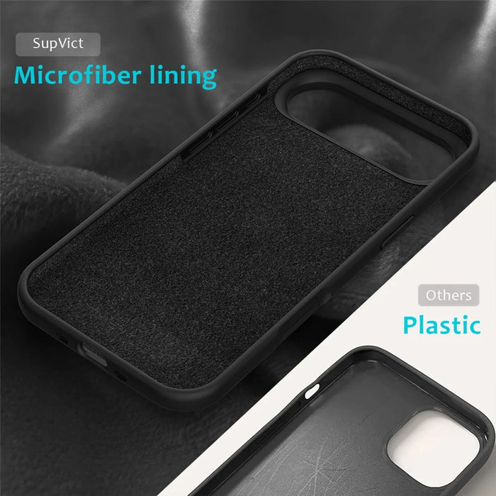 For iPhone Air Case Drop Proof Liquid Silicone Soft Lining Back Phone Cover - Black - 6