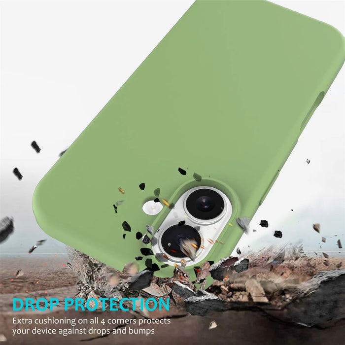 For iPhone 17 Case Drop Proof Liquid Silicone Soft Lining Back Phone Cover - Mint Green - 3