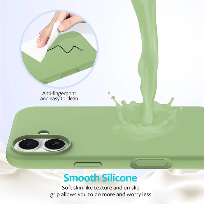 For iPhone 17 Case Drop Proof Liquid Silicone Soft Lining Back Phone Cover - Mint Green - 4