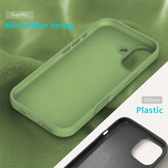 For iPhone 17 Case Drop Proof Liquid Silicone Soft Lining Back Phone Cover - Mint Green - 6