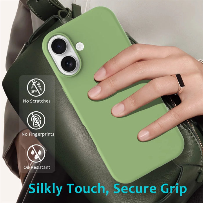 For iPhone 17 Case Drop Proof Liquid Silicone Soft Lining Back Phone Cover - Mint Green - 7