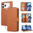 For iPhone 18 Pro / 17 Pro Case 9 Card Slots Zipper Pocket PU Leather Cover with Wrist Strap - Brown - 1