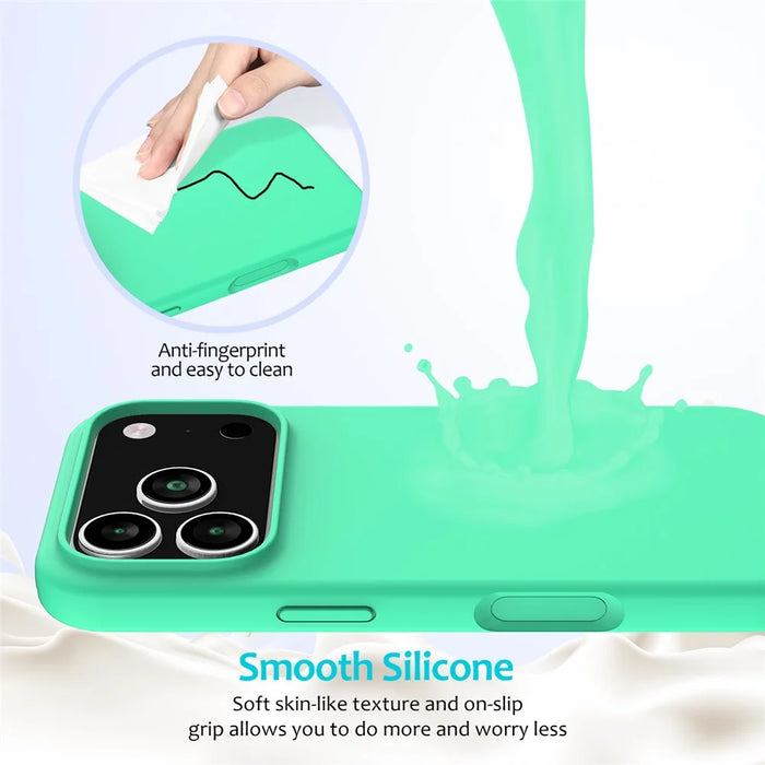For iPhone 18 Pro Max / 17 Pro Max Case Drop Proof Liquid Silicone Soft Lining Back Phone Cover - Green - 4