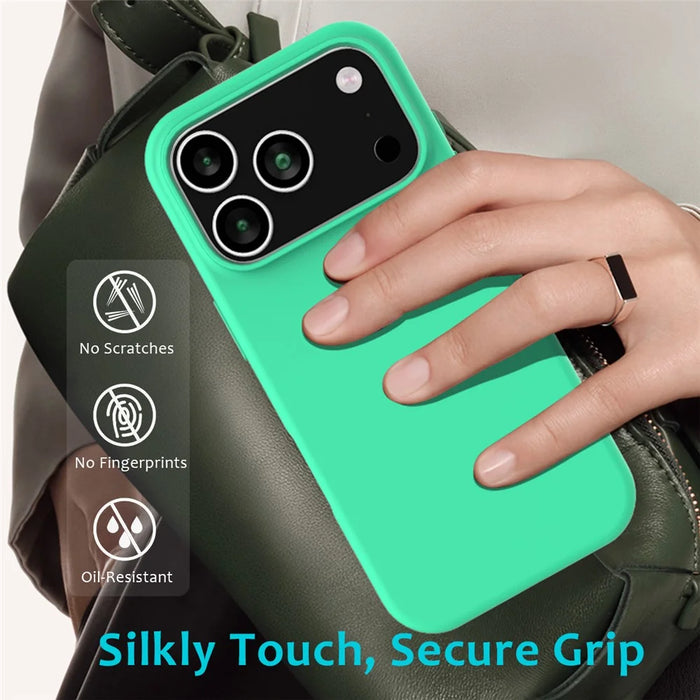 For iPhone 18 Pro Max / 17 Pro Max Case Drop Proof Liquid Silicone Soft Lining Back Phone Cover - Green - 7
