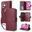 For iPhone 17 Case Zipper Pocket 9 Card Slots PU Leather Phone Cover with Hand Strap - Wine Red - 1