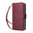 For iPhone 17 Case Zipper Pocket 9 Card Slots PU Leather Phone Cover with Hand Strap - Wine Red - 6