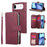 For iPhone Air Case Zipper Pocket 9 Card Slots PU Leather Phone Cover with Hand Strap - Wine Red - 1