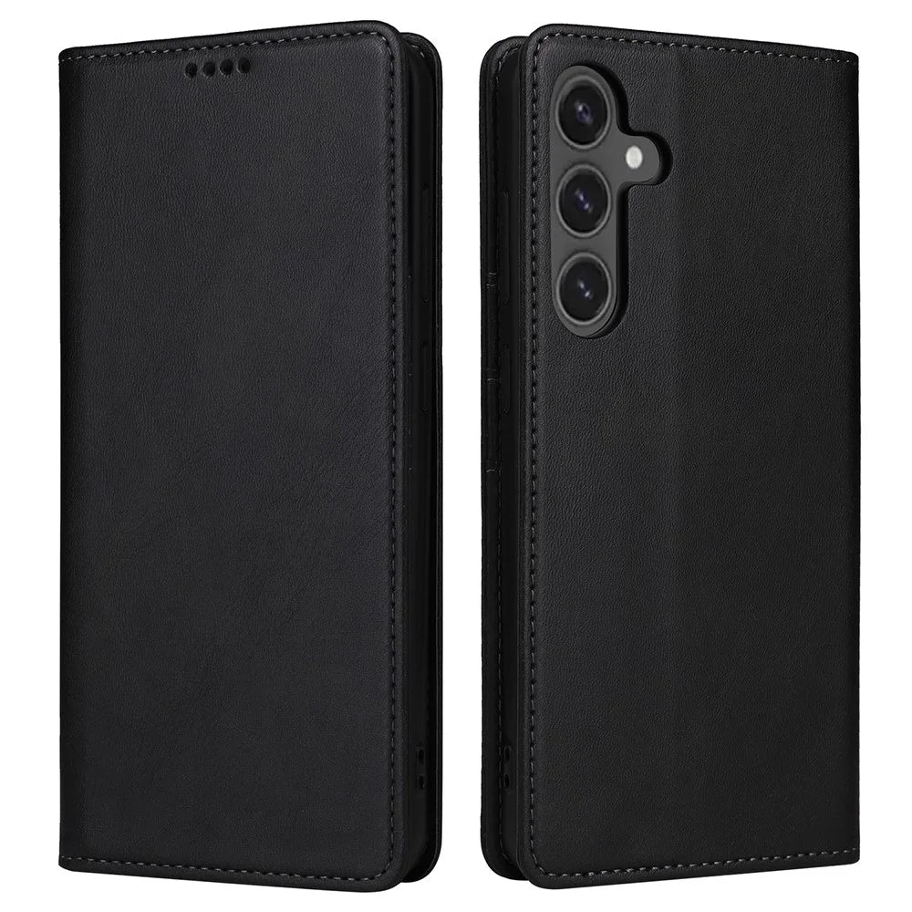 For Samsung Galaxy S25 FE Case RFID Blocking PU Leather Phone Wallet Cover - Black - 1