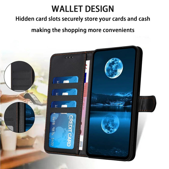 For iPhone Air Case Stand Wallet Leather Phone Cover with Strap - Black - 2