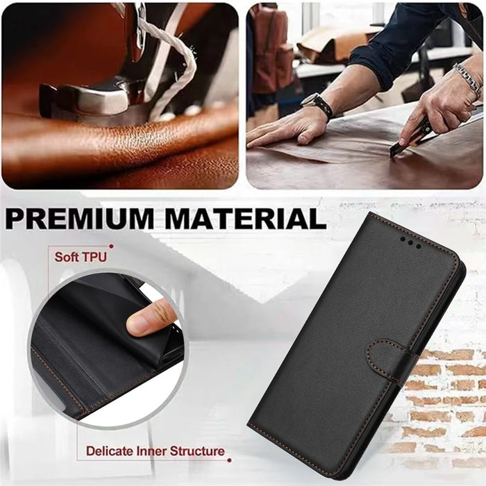 For iPhone Air Case Stand Wallet Leather Phone Cover with Strap - Black - 4