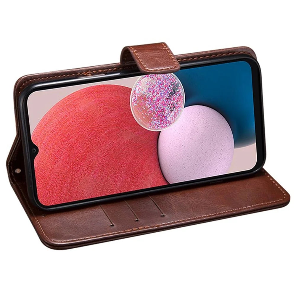 IDEWEI For Samsung Galaxy S23 Wallet Stand PU Leather Case Crazy Horse Texture Anti-fingerprint Magnetic Flip Shell Cover - Brown - 3