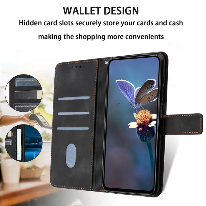 For iPhone Air Case Triangle Imprinted Anti-Scratch Phone Wallet Cover - Black - 2