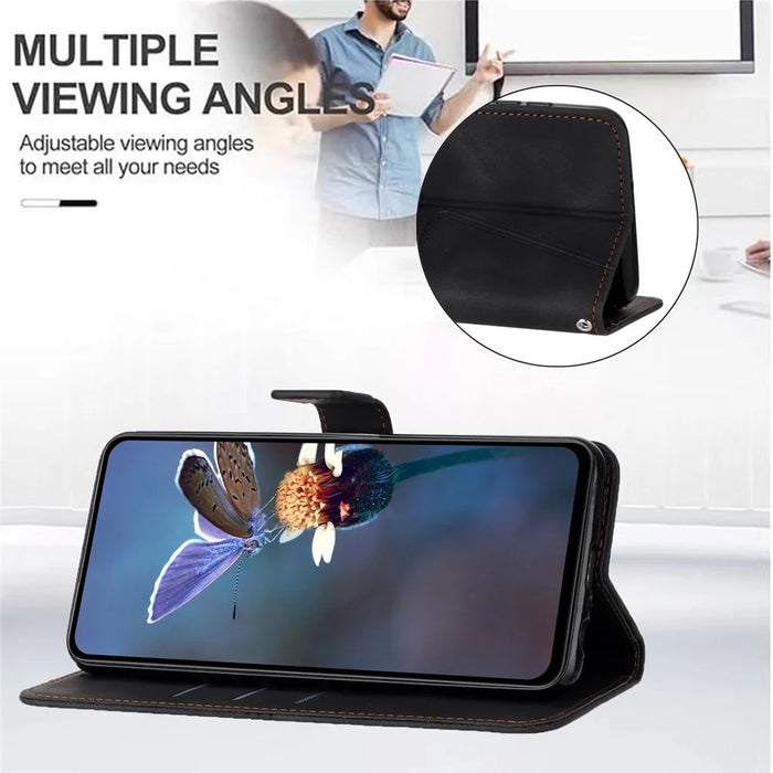 For iPhone Air Case Triangle Imprinted Anti-Scratch Phone Wallet Cover - Black - 3
