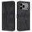 For iPhone 18 Pro / 17 Pro Case Triangle Imprinted Anti-Scratch Phone Wallet Cover - Black - 1