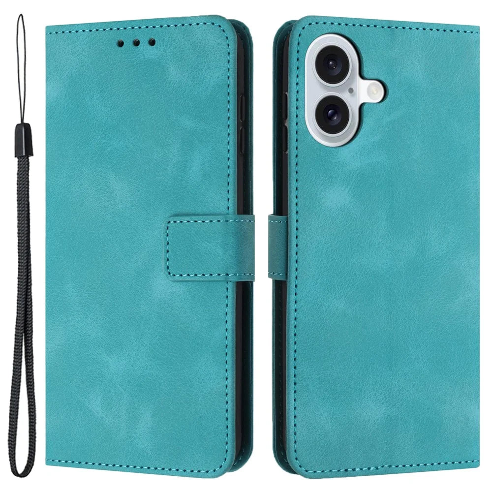 For iPhone 17 Case Solid Color Leather Wallet Protective Phone Cover - Green - 1