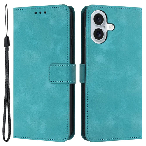 For iPhone 17 Case Solid Color Leather Wallet Protective Phone Cover - Green - 1