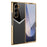For Samsung Galaxy Z Fold6 5G Case Genuine Cow Leather + PC Contrast Design Phone Cover with Screen Protector - Black - 1