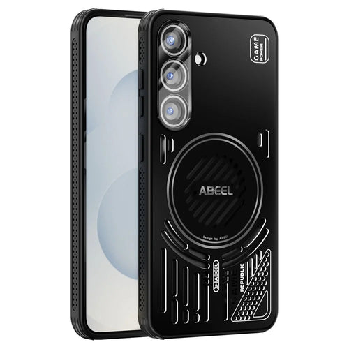 ABEEL For Samsung Galaxy S25 Magnetic Case Aluminium Alloy + PC + TPU Hollow Heat Dissipation Phone Cover - Black - 1