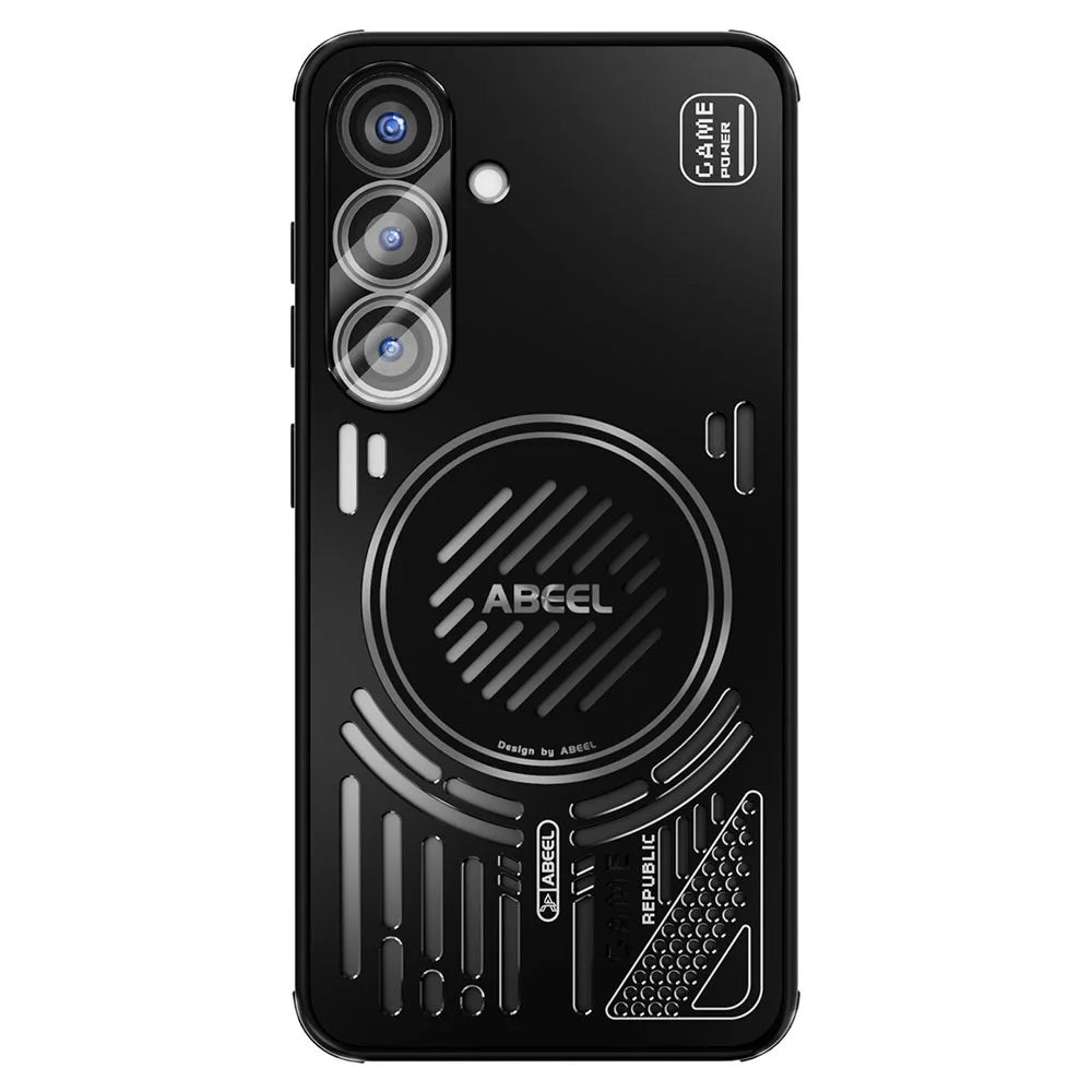 ABEEL For Samsung Galaxy S25 Magnetic Case Aluminium Alloy + PC + TPU Hollow Heat Dissipation Phone Cover - Black - 2