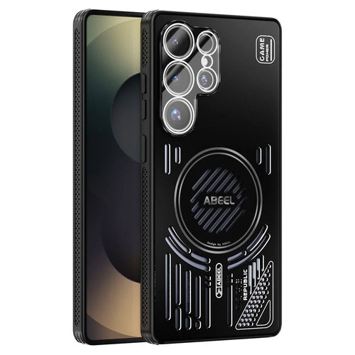 ABEEL For Samsung Galaxy S25 Ultra Magnetic Case Aluminium Alloy + PC + TPU Hollow Heat Dissipation Phone Cover - Black - 1