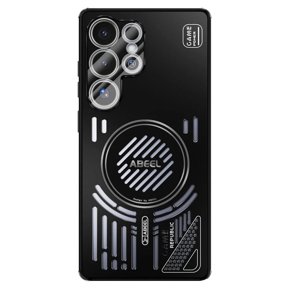 ABEEL For Samsung Galaxy S25 Ultra Magnetic Case Aluminium Alloy + PC + TPU Hollow Heat Dissipation Phone Cover - Black - 2