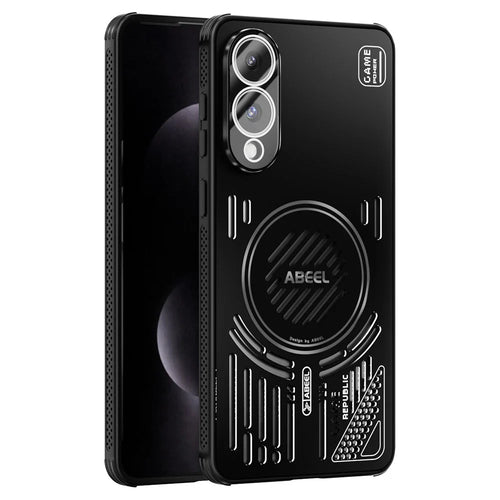 ABEEL For Samsung Galaxy S25 Edge Magnetic Case Aluminium Alloy + PC + TPU Hollow Heat Dissipation Phone Cover - Black - 1