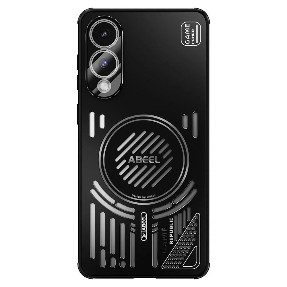 ABEEL For Samsung Galaxy S25 Edge Magnetic Case Aluminium Alloy + PC + TPU Hollow Heat Dissipation Phone Cover - Black - 2