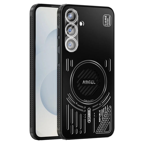 ABEEL For Samsung Galaxy S25+ Magnetic Case Aluminium Alloy + PC + TPU Hollow Heat Dissipation Phone Cover - Black - 1