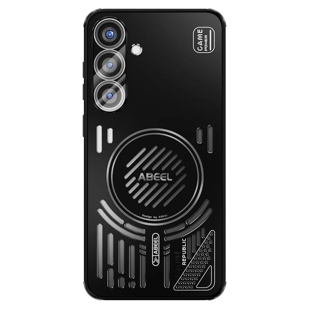 ABEEL For Samsung Galaxy S25+ Magnetic Case Aluminium Alloy + PC + TPU Hollow Heat Dissipation Phone Cover - Black - 2