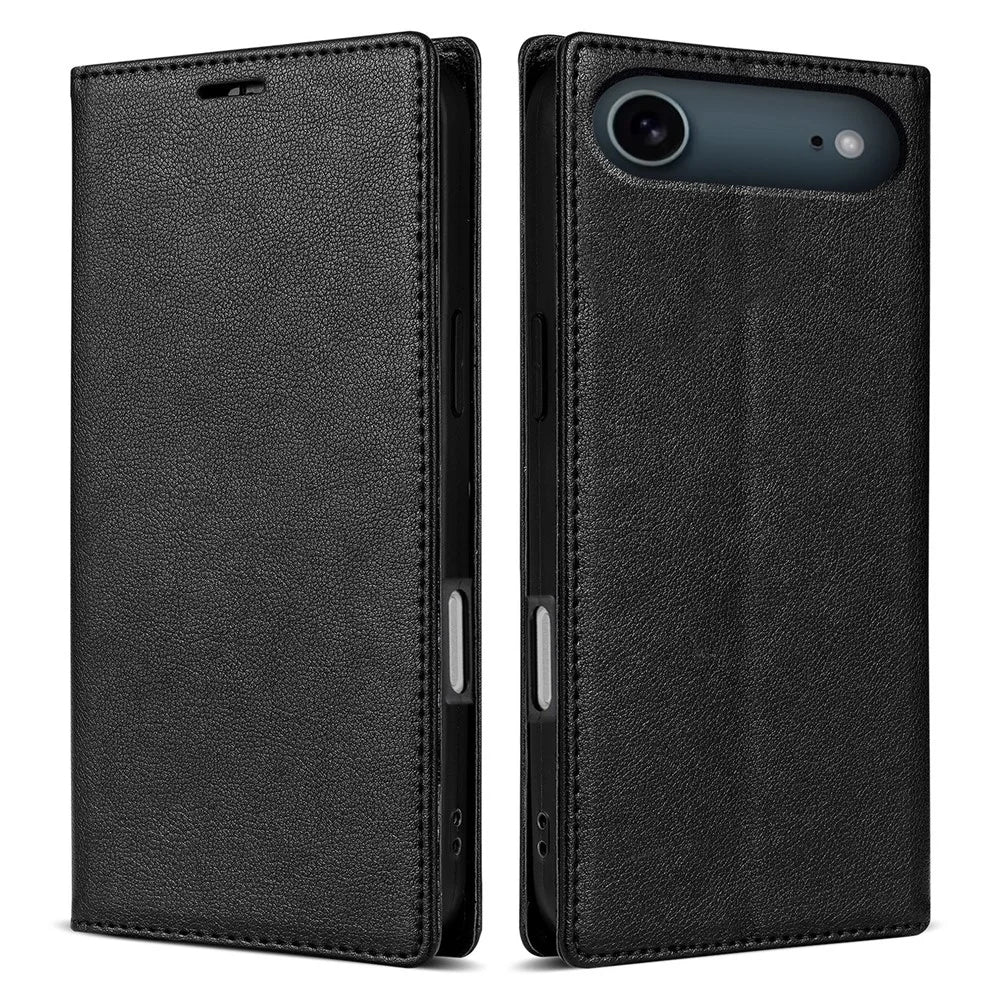 For iPhone Air Wallet Case Magnetic Closure PU Leather Phone Cover - Black - 1
