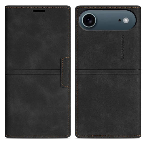 For iPhone Air Wallet Case Magnetic Closing Leather Phone Cover - Black - 1