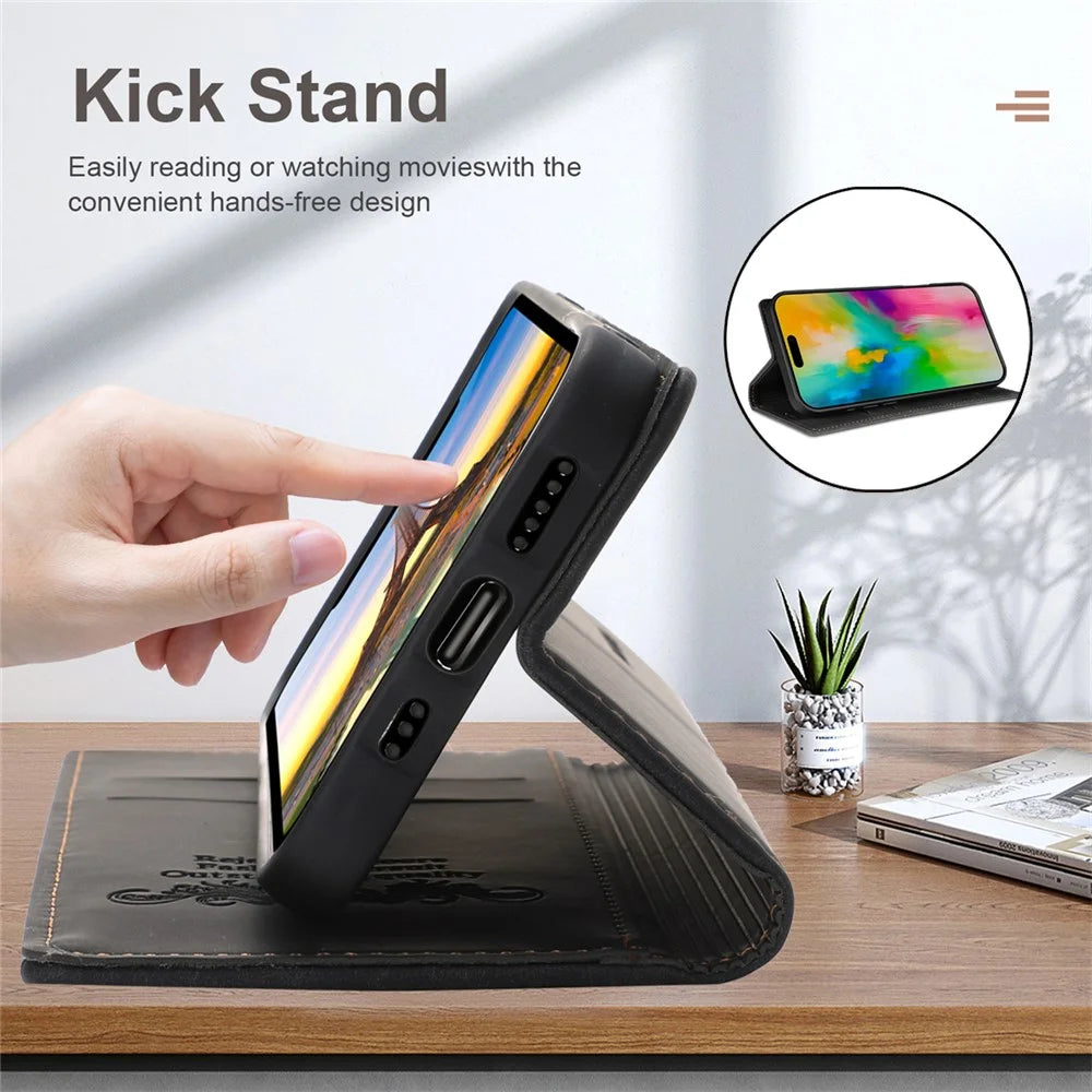 For iPhone Air Wallet Case Magnetic Closing Leather Phone Cover - Black - 5