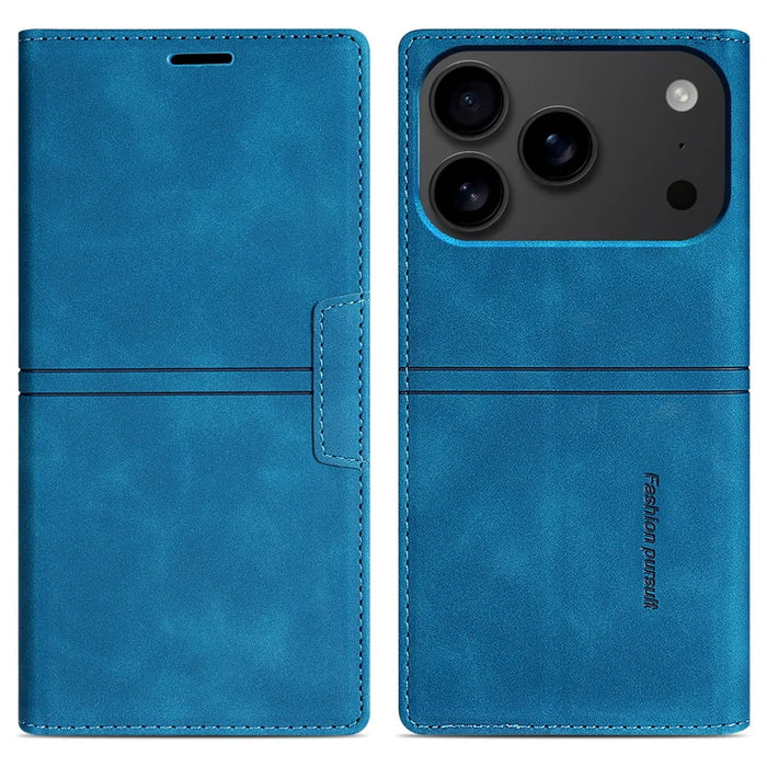 For iPhone 18 Pro Max / 17 Pro Max Wallet Case Magnetic Closing Leather Phone Cover - Blue - 1