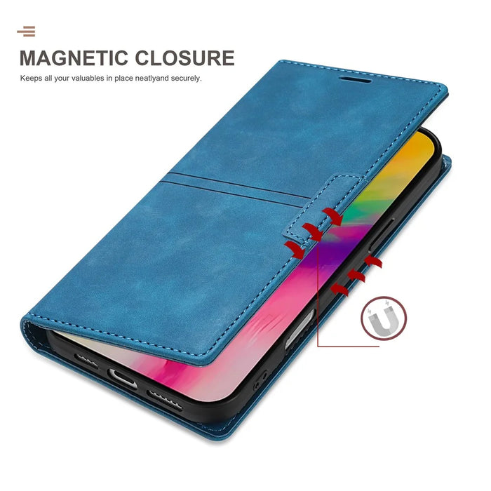 For iPhone 18 Pro Max / 17 Pro Max Wallet Case Magnetic Closing Leather Phone Cover - Blue - 4