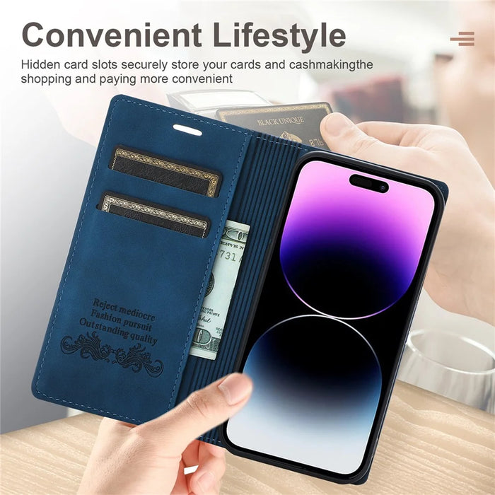 For iPhone 18 Pro Max / 17 Pro Max Wallet Case Magnetic Closing Leather Phone Cover - Blue - 6